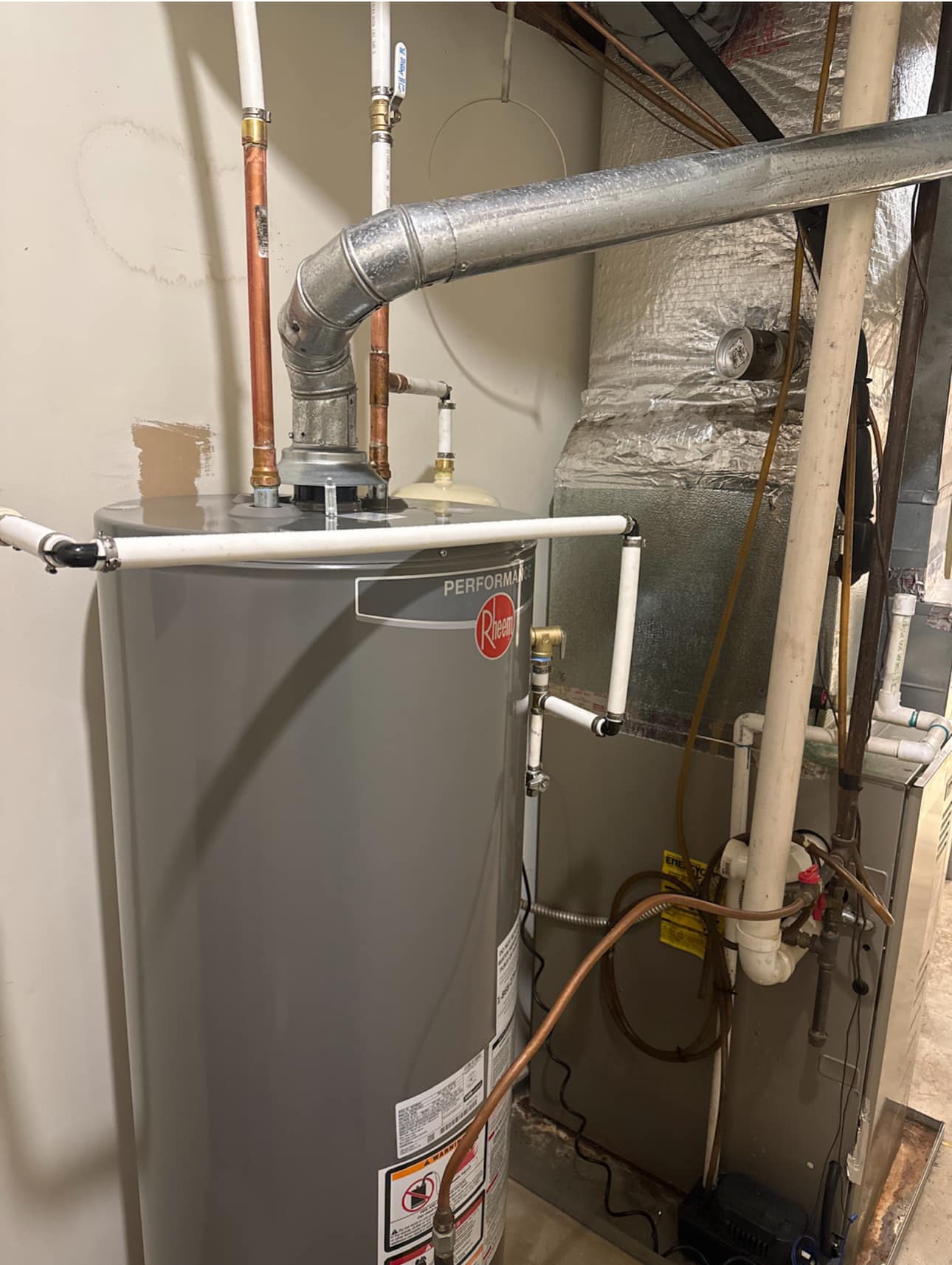 Rheem water heater installation with copper supply lines